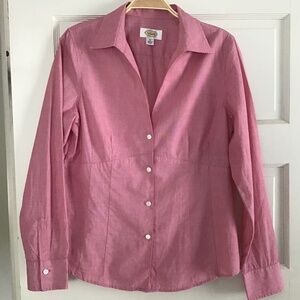 Like New Talbots Women’s Blouse Top Size 10 Cotton Raspberry Pink Shirt